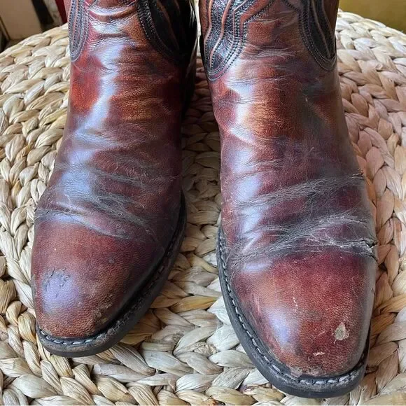 Vintage Lucchese Cherry Ostrich Quill Cowboy Western Men's Boots 8.5D - Picture 3 of 11